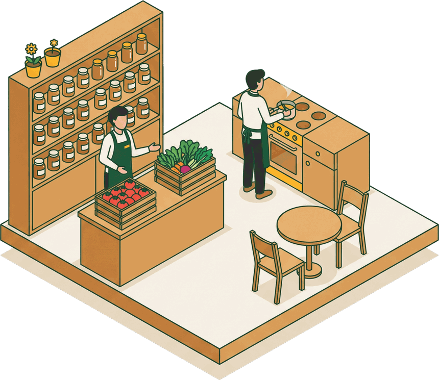 Étape 5, table et boutique