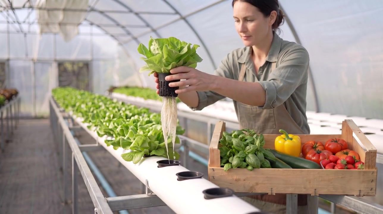 Une salade sortie de sa ligne de culture, ses longues racines blanches apparentes